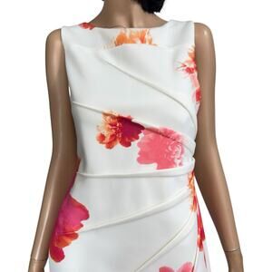 Calvin Klein Floral Scuba Knit Sheath Dress 10 Sunburst Bloomcore Party Wedding